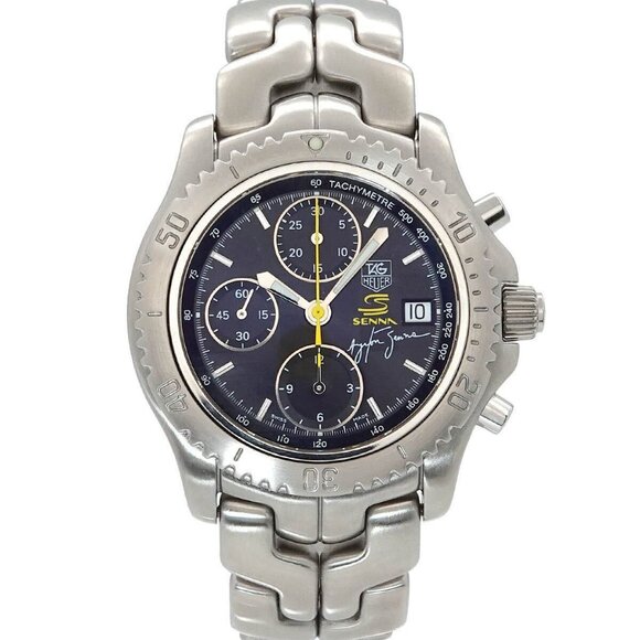 TAG Heuer Link Chronograph CT2115 Ayrton Senna Black Dial Mens Watch 90251020 - Picture 1 of 7
